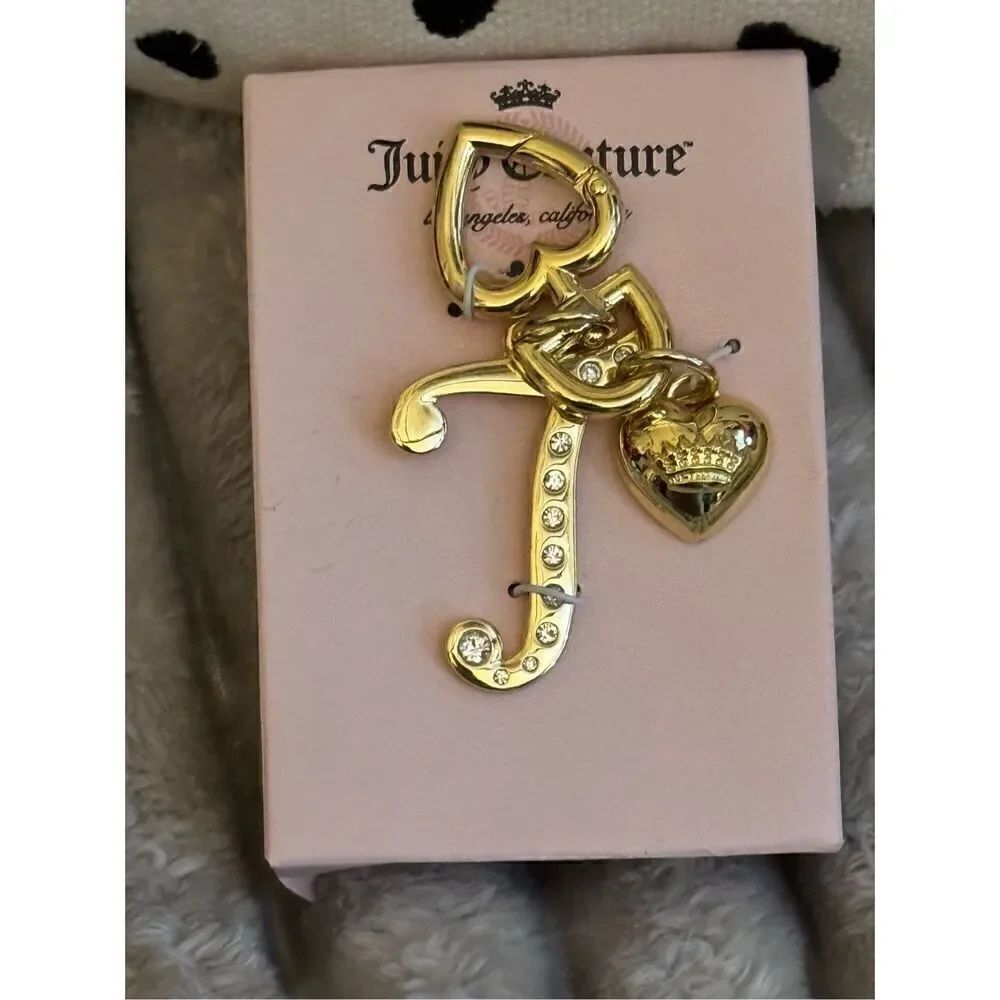 Juicy couture royal striped gothic pearl safety pin bag charm /fob keychain